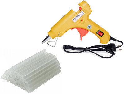 CRAFTYGUN YELLOW MINI 20 WATT - 25 GLUE STICKS OF 7MM SIZE Standard Temperature Corded Glue Gun(7 mm)