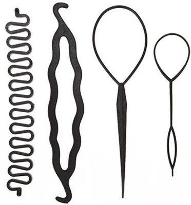

YUGAM 4Pcs/Set Hair Care Styling Braiding Twist Curler Hairpin Holding Needle Ponytail Bun maker Tool Bun Clip, Hair Accessory Set (Black) Hair Accessory Set(Black)