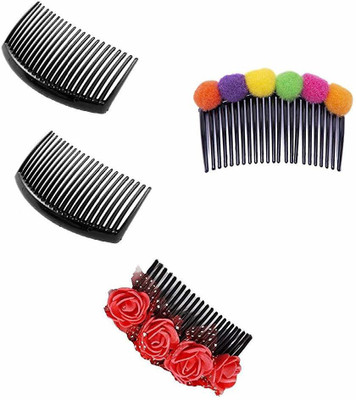 

Chooz Designer Studio Hair Comb Pack of 2 Pcs Black Clip 1 Rose Clip 1 Pom Pom Clip Hair Accessories for Womens/Girls Hair Clip(Black)