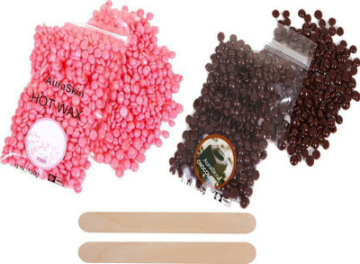 

Majik Combo pack of 2 Rose Pink / Chocolate++ beans Hot Film No Strip Hard Wax Beans Depilatory Peel Off Hair Removal Waxing Wax Wax(400 g)