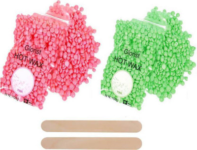 

Majik Combo pack of 2 Rose Green+Pink.. beans Hot Film No Strip Hard Wax Beans Depilatory Peel Off Hair Removal Waxing Wax Wax(400 g)