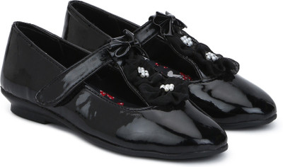 

Minnie Girls Velcro Ballerinas(Black
