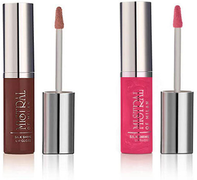 

mistral of milan silk shine first date and sexy lip gloss pack of 2(12 ml, pink and coffe)