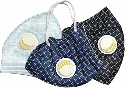 

House of Quirk Pack of 3 Adult Face Mouth PM 2.5 Protection Gauze Mask for Adult Mask Anti Dust Unisex Mask Non-Woven Respirator Valve - Multicolor Mask and Respirator