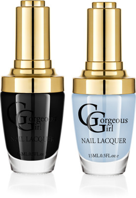 

Gorgeous Girl Glossy Nail Lacquer Rich Black-02 & Non Photo Blue-05(Pack of 2)