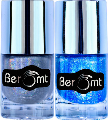 

Beromt Holographic nail polish pack of 2 Silver, Blue(Pack of 2)