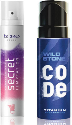 

Secret Temptation Te Amo Pearl Perfume Body Spray For Women and Titanium Perfume Body Spray (120 ml each) Pack of 2 Perfume - 240 ml(For Men & Women)