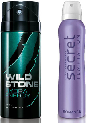 

Secret Temptation Romance Deodorant For Women and Wild Stone Hydra Energy Deodorant for Men (150 ml each), Pack of 2 Perfume - 300 ml(For Men & Women)