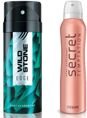 

Secret Temptation Desire Deodorant For Women and Wild Stone Edge Deodorant for Men (150 ml each), Pack of 2 Perfume - 300 ml(For Men & Women)