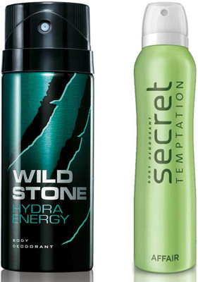 

Secret Temptation Affair Deodorant For Women and Wild Stone Hydra Energy Deodorant for Men (150 ml each), Pack of 2 Perfume - 300 ml(For Men & Women)