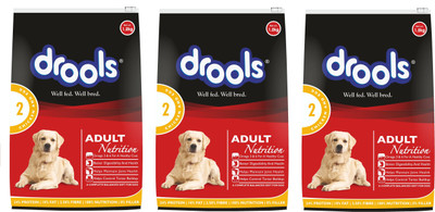 

drools Adult Nutrition chicken and egg Flavour 1.2 kg pack of 3 combo pack for Healthy coat , Better Digestibility and health , maintain joint health , control tartar buildup a complete balanced Diet for dog , best vitamin , nutrition , high energy , calc