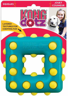 

Kong Dotz Squeaky |Chewing Fun| Layered Rubber Dog Chew Toys (Square, Large) Rubber Squeaky Toy For Dog
