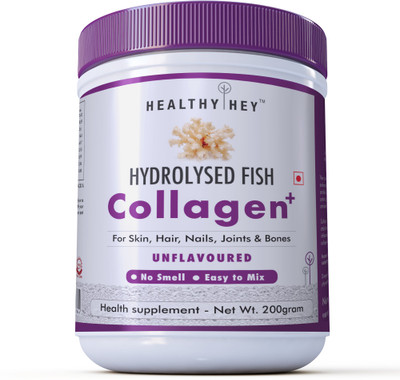 

HealthyHey Nutrition Fish Collagen Powder 200g -Hydrolyzed Fish Collagen Peptides | (Unflavoured, 200g) EAA (Essential Amino Acids)(200 g, Unflavored)