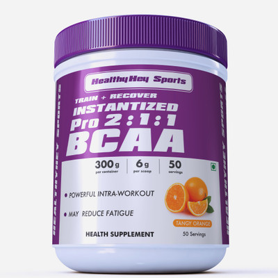

HealthyHey Nutrition Sports BCAA Powder 2:1:1, Branched Chain Amino Acids, BCAAs,Tangy Orange, 50 Srvng BCAA(300 g, Tangy Orange)
