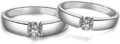 Jaipur Gemstone Couple Diamond Ring With Natural American Diamond Stone Lab Certified Stone Diamond Silver Plated Ring