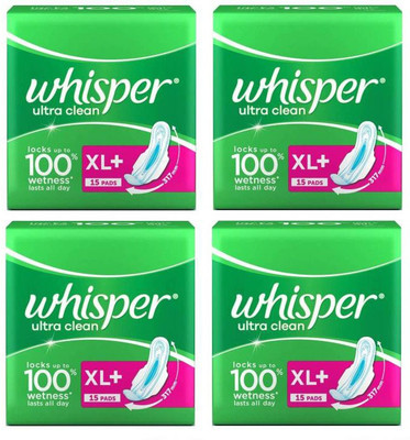 

whisper Ultra Clean 15 + 15 +15+15 Pad Sanitary Pad Sanitary Pad(Pack of 4)