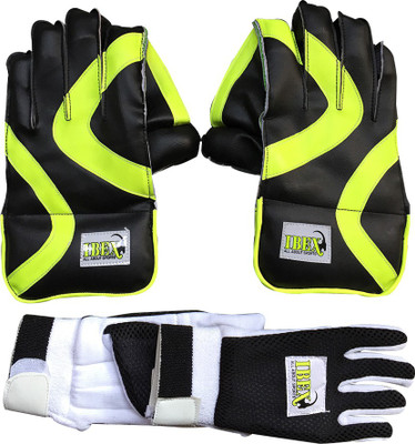 IBEX Wicket Keeping Gloves Combo With Black Inner Gloves Wicket Keeping Gloves(Green, Black)
