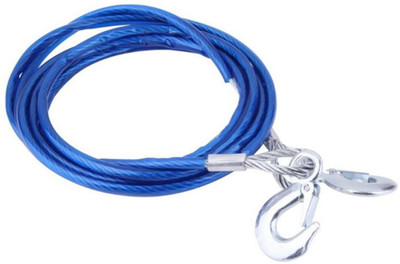 Chromoto ™ Car Vehicle Boat Steel Wire Tow Rope Emergency Steel Tow Cable Towing Strap Rope Hauling Pulling Line with Hook 5 Ton 4m 4.5 m Towing Cable(Steel, 5000 kg Pull Capacity)