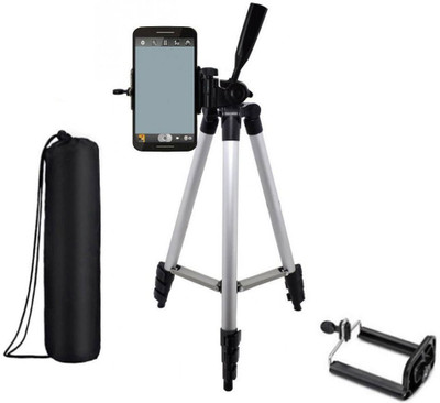 

WEBSTER Portable Adjustable Lightweight Camera Stand Tripod-3110 With Three-Dimensional Head & Quick Release Plate For Video Cameras and mobile clip holder for Mobiles Smartphones Tripod(Silver, Black, Supports Up to 1500 g)