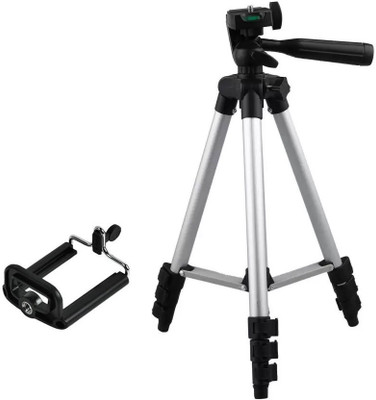 

WEBSTER Tripod-3110 Adjustable Aluminium High Quality Camera Stand With Three-Dimensional Head & Quick Release Plate For Video Cameras, Dslr, Portable Tripod With Mobile Clip Holder Tripod(Silver, Black, Supports Up to 1500 g)