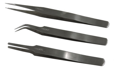

PagKis Multi purpose Stainless Steel Tweezers set for Eyebrow, Eyelash, Personal Care and Jewelry Repair - Straight Pointed, Straight Blunt & Curved Pointed Tip