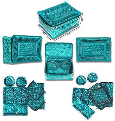 

FORE TREND Satin Women Jewellery Box 12 Pouhes-Green Vanity Box(Green)