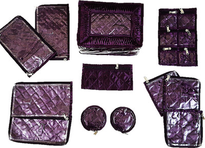 

FORE TREND Satin Women Jewellery Organizer 12 Pouhes-Purple Vanity Box(Purple)