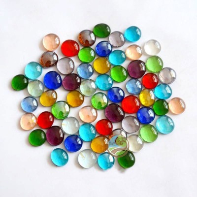 DAY (50 pieces ) Flat Bottom Glossy Stones/Gems/Marbles Regular Oval, Round Fire Glass Pebbles(Multicolor, Clear 0.3 kg)