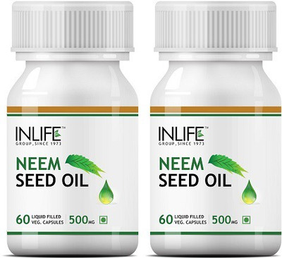 

Inlife Neem Seed Oil Supplement, 500 mg - 60 Vegetarian Capsules (2 Pack)(120 No)