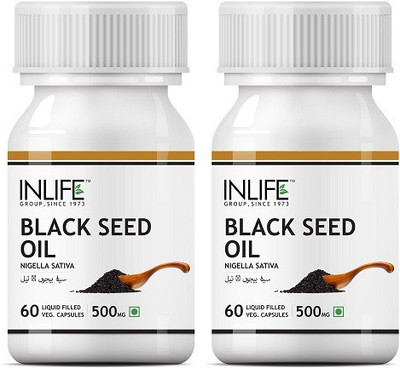 

Inlife Black Seed Oil, Extra Virgin Cold Pressed Vegetarian 60 Capsules (2 Pack)(120 No)