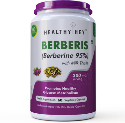

HealthyHey Nutrition Berberis (Berberine 95%) with Milk Thistle - 60 Vegetable Capsules(300 mg)