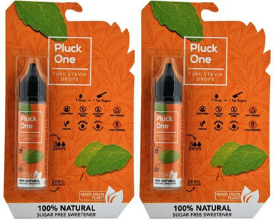 

Pluck One Stevia Liquid Drops - (15 ml + 15 ml/300 Drops) Pack of 2 - 100% Natural Sweetener | Zero Calorie | Sugar Substitute | Diabetic friendly Sugar Free | No Preservatives | Vegan | Gluten Free | Superior Purity Sweetener(30 ml, Pack of 2)