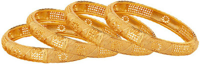 Voylla Brass Cubic Zirconia Gold-plated Bangle Set(Pack of 4)