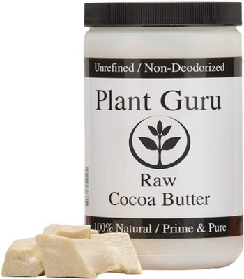 

Plant Guru Raw Cocoa Butter 100% Pure 16 oz. (PACKAGED IN HDPE FOOD GRADE JAR WITH A SCREW CAP TO ENSURE FRESHNESS)(453 g)