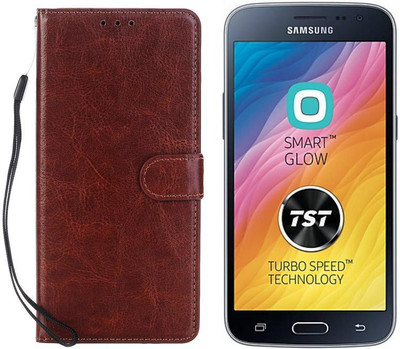 CRodible Flip Cover for Samsung Galaxy J2 Pro (Gold, 16 GB) (2 GB RAM)(Brown, Dual Protection)