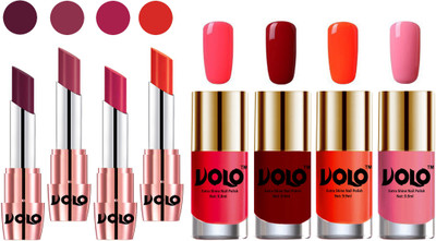 

Volo Ultra HD Shine Nail Polish and Creamy With Matte Lipsticks Combo(Set of 8)