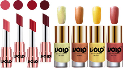 

Volo Ultra HD Shine Nail Polish and Creamy With Matte Lipsticks Combo(Set of 8)