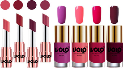 

Volo Ultra HD Shine Nail Polish and Creamy With Matte Lipsticks Combo(Set of 8)