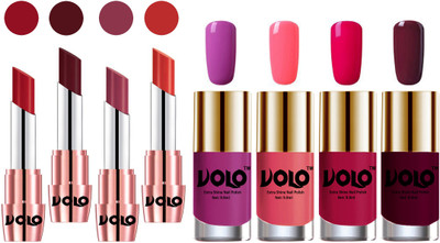 

Volo Ultra HD Shine Nail Polish and Creamy With Matte Lipsticks Combo(Set of 8)