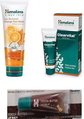 

Himalaya orange face wash, clearvital cream, coca butter lip balm(Set of 3)