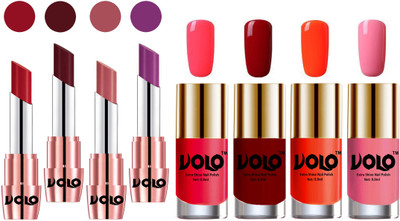 

Volo Ultra HD Shine Nail Polish and Creamy With Matte Lipsticks Combo(Set of 8)