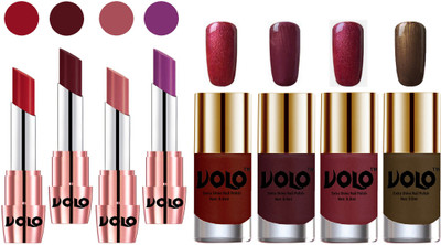 

Volo Ultra HD Shine Nail Polish and Creamy With Matte Lipsticks Combo(Set of 8)