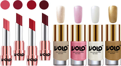 

Volo Ultra HD Shine Nail Polish and Creamy With Matte Lipsticks Combo(Set of 8)