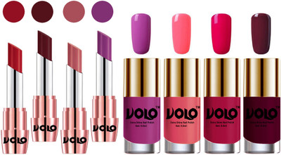 

Volo Ultra HD Shine Nail Polish and Creamy With Matte Lipsticks Combo(Set of 8)