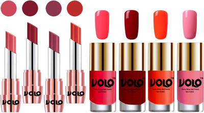 

Volo Ultra HD Shine Nail Polish and Creamy With Matte Lipsticks Combo(Set of 8)