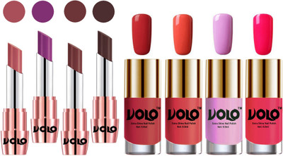 

Volo Ultra HD Shine Nail Polish and Creamy With Matte Lipsticks Combo(Set of 8)