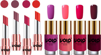 

Volo Ultra HD Shine Nail Polish and Creamy With Matte Lipsticks Combo(Set of 8)