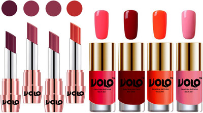 

Volo Ultra HD Shine Nail Polish and Creamy With Matte Lipsticks Combo(Set of 8)