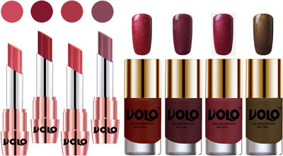 

Volo Ultra HD Shine Nail Polish and Creamy With Matte Lipsticks Combo(Set of 8)