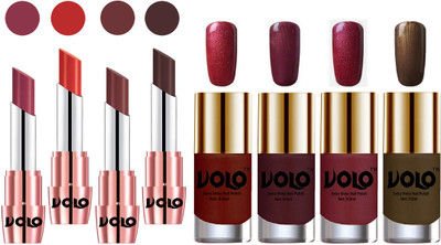 

Volo Ultra HD Shine Nail Polish and Creamy With Matte Lipsticks Combo(Set of 8)